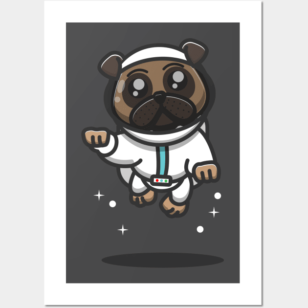 astronot pug dog in action Wall Art by fflat hds